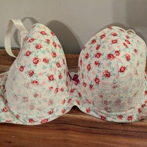 MIERSIDE Floral/Lace Lightly Padded Bra With Underwire 44DD